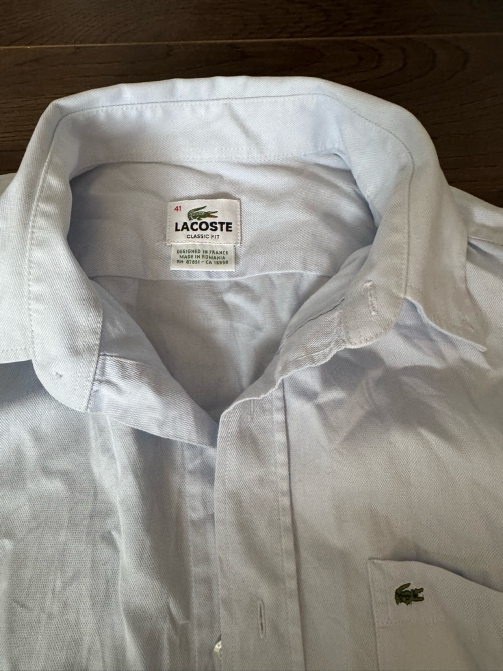Lacoste Light Blue Men's Dress Shirt with Crocodile Logo